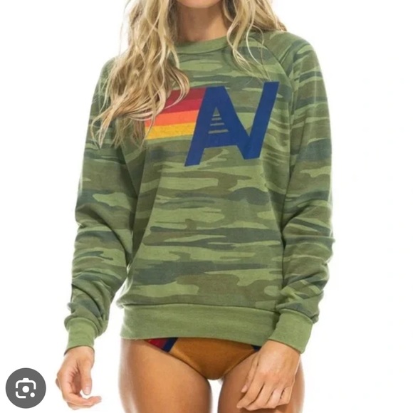 Aviator Nation Tops - Aviator Nation Logo Stitch Crew Sweatshirt